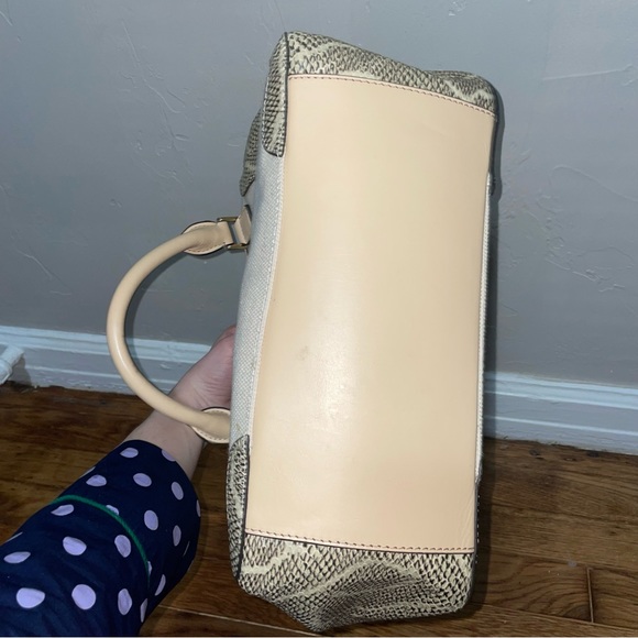 Tory Burch Frances Snakeskin Canvas Satchel Shoulder Bag - Picture 5 of 7